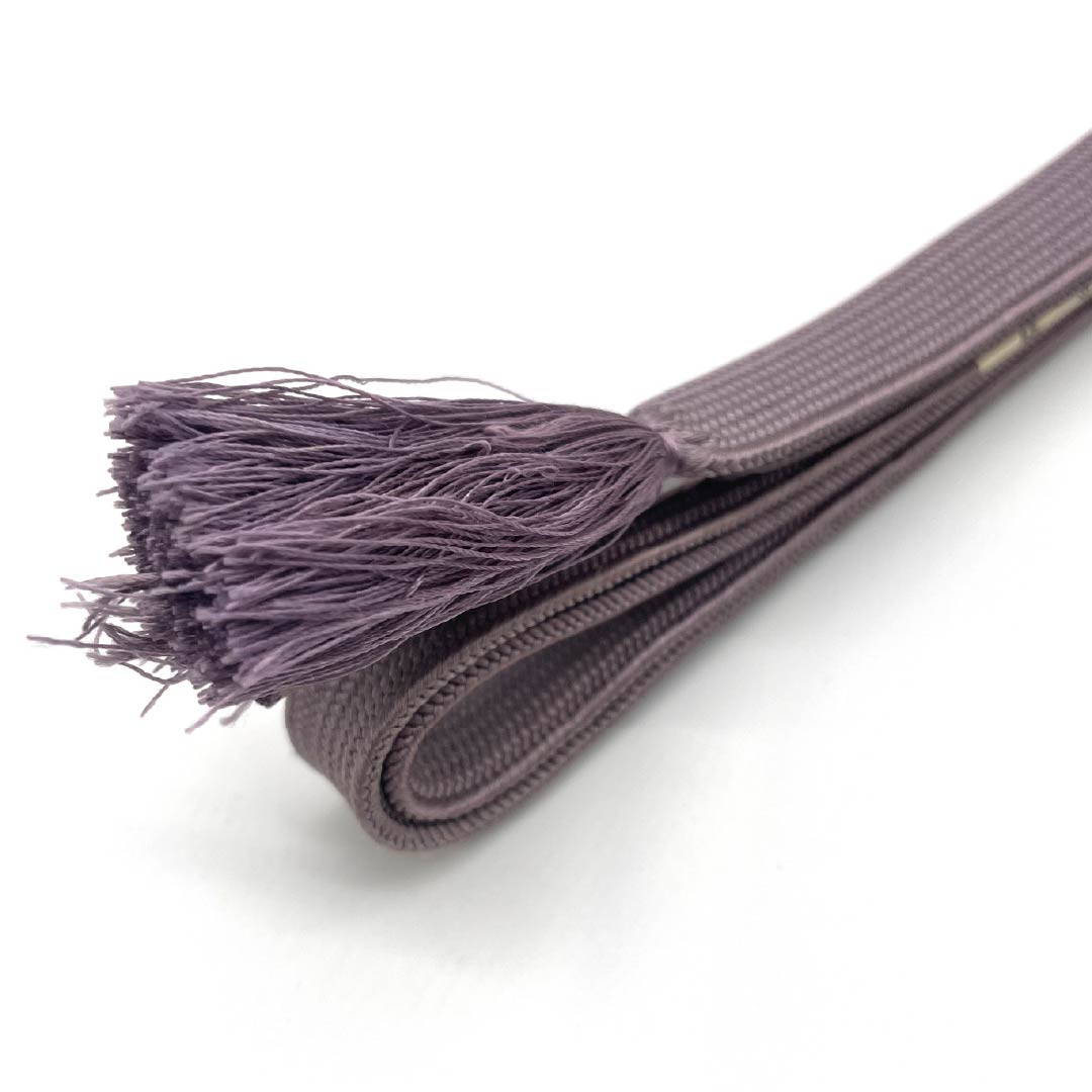 （新古品） 帯締め 正絹 四分紐 半色（はしたいろ） 花模様 新古品 長さ約159cm 幅約1.6cm セミフォーマル NEWランク 紫系 1135003021320