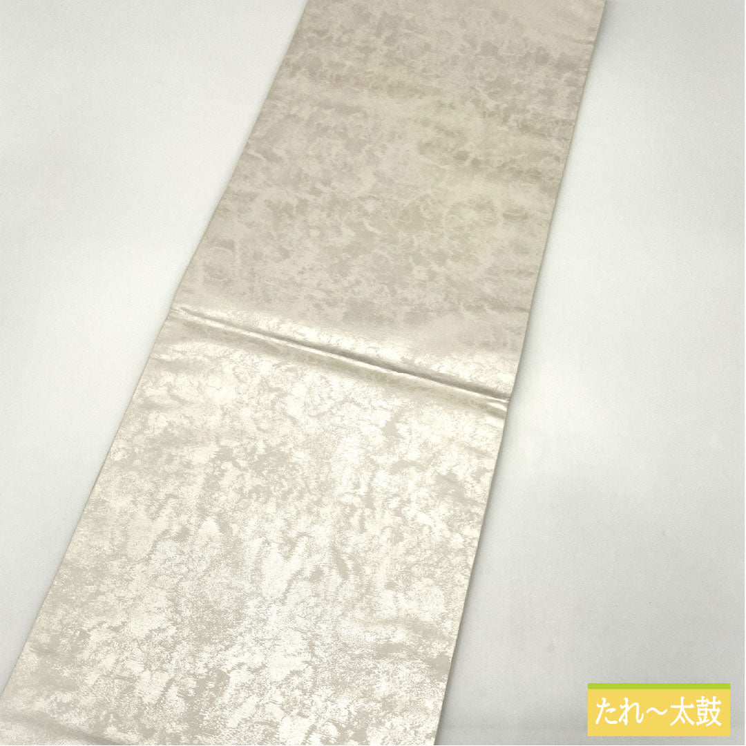 袋帯 正絹 Aランク 引箔 西陣織 部分刺繍 衝立 草花模様 帯丈426cm ポイント柄 フォーマル 銀系 1123016473322