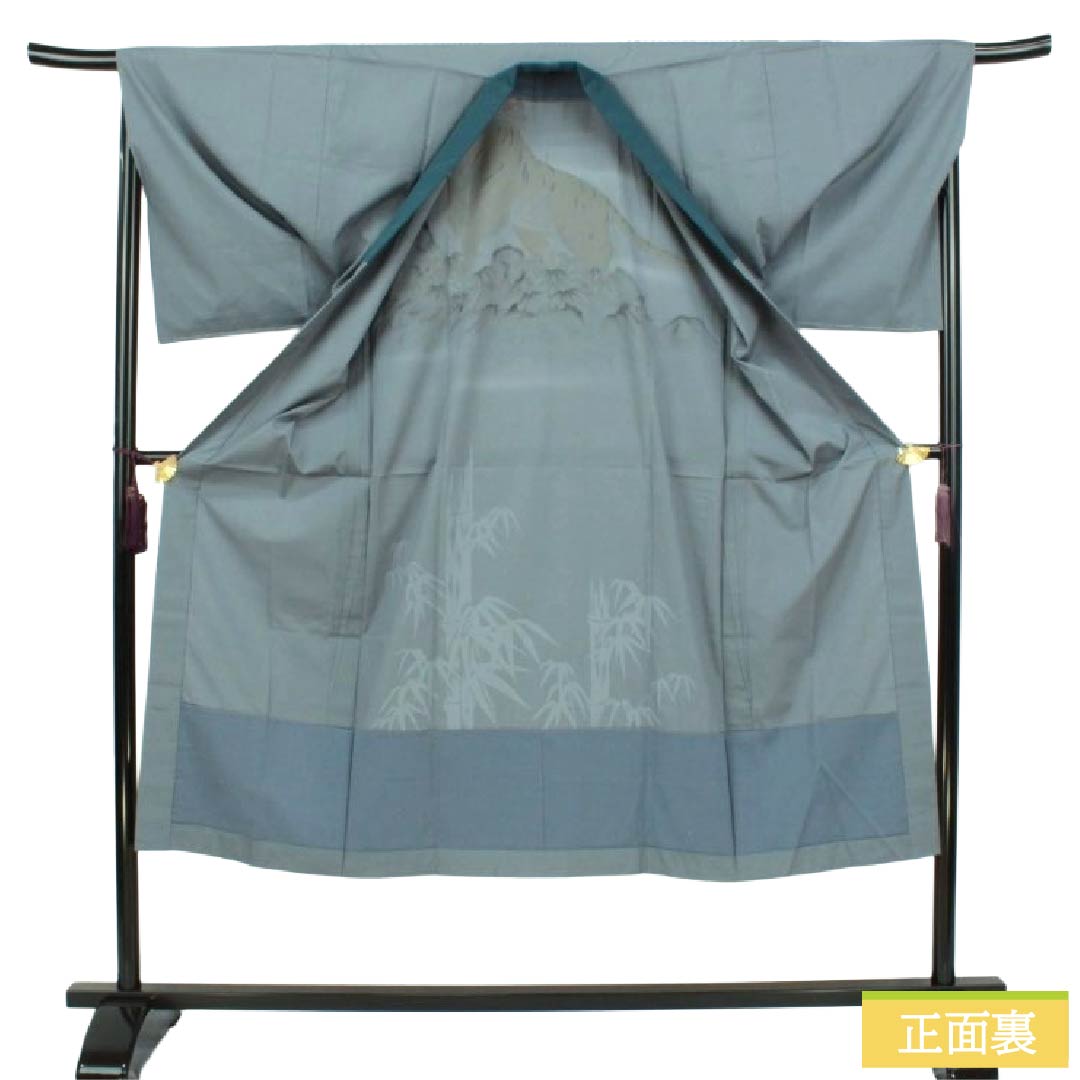 メンズ襦袢 ポリエステル Aランク 身丈142cm 裄丈69cm 湊鼠色（みなとねずいろ） 虎 単衣 グレー系 1140001033422