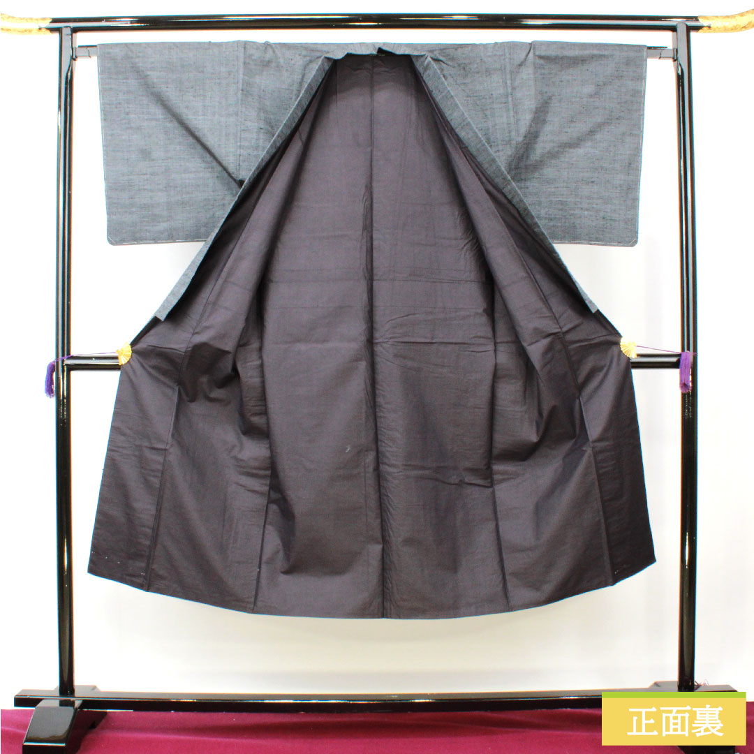 男物 正絹 身丈137.5cm 裄丈66cm むすび織 着物単品 しつけ糸付き 未使用品 Sランク 袷 グレー系 1119000782322