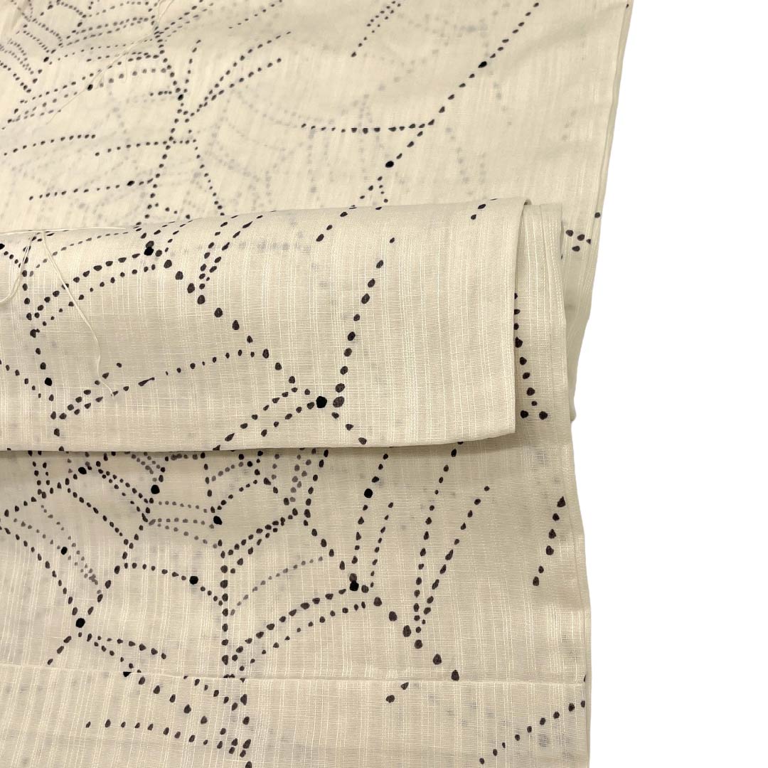 (New) Men's Cotton Kimono Robe, NEW Rank, Length 149cm, Sleeve Length 71cm, Ecru, XYLICOOL Cool-Touch Treatment, Spiderweb Pattern, Unlined, White-based, 1138000251411