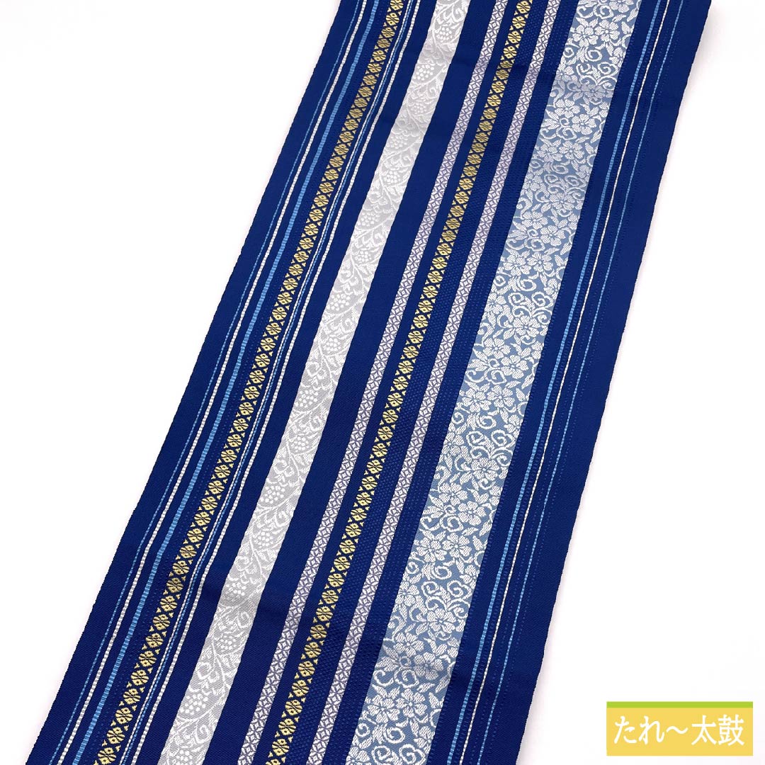 （新品未使用品）名古屋帯 正絹 NEWランク 濃桔梗色（こいききょういろ） 博多織 本場筑前博多織 八寸名古屋帯 帯丈367cm 全通 カジュアル 青系 1124009641317 松葉仕立て