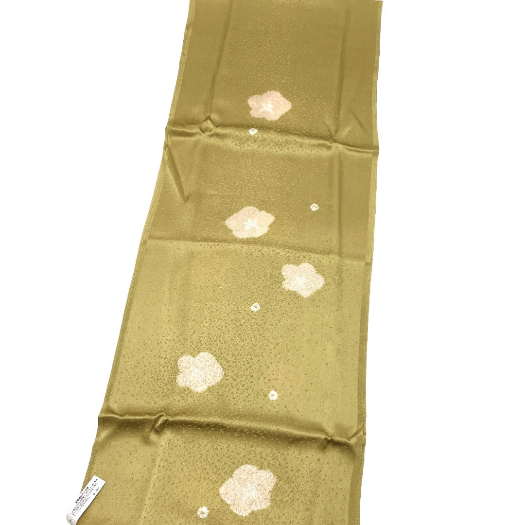 （新古品） 帯締め・帯揚げセット 正絹 NEWランク 浅青朽葉色（うすあおくちばいろ） 梅 古典柄 長さ約165cm 幅約1.6cm セミフォーマル 紫系 1141000611320