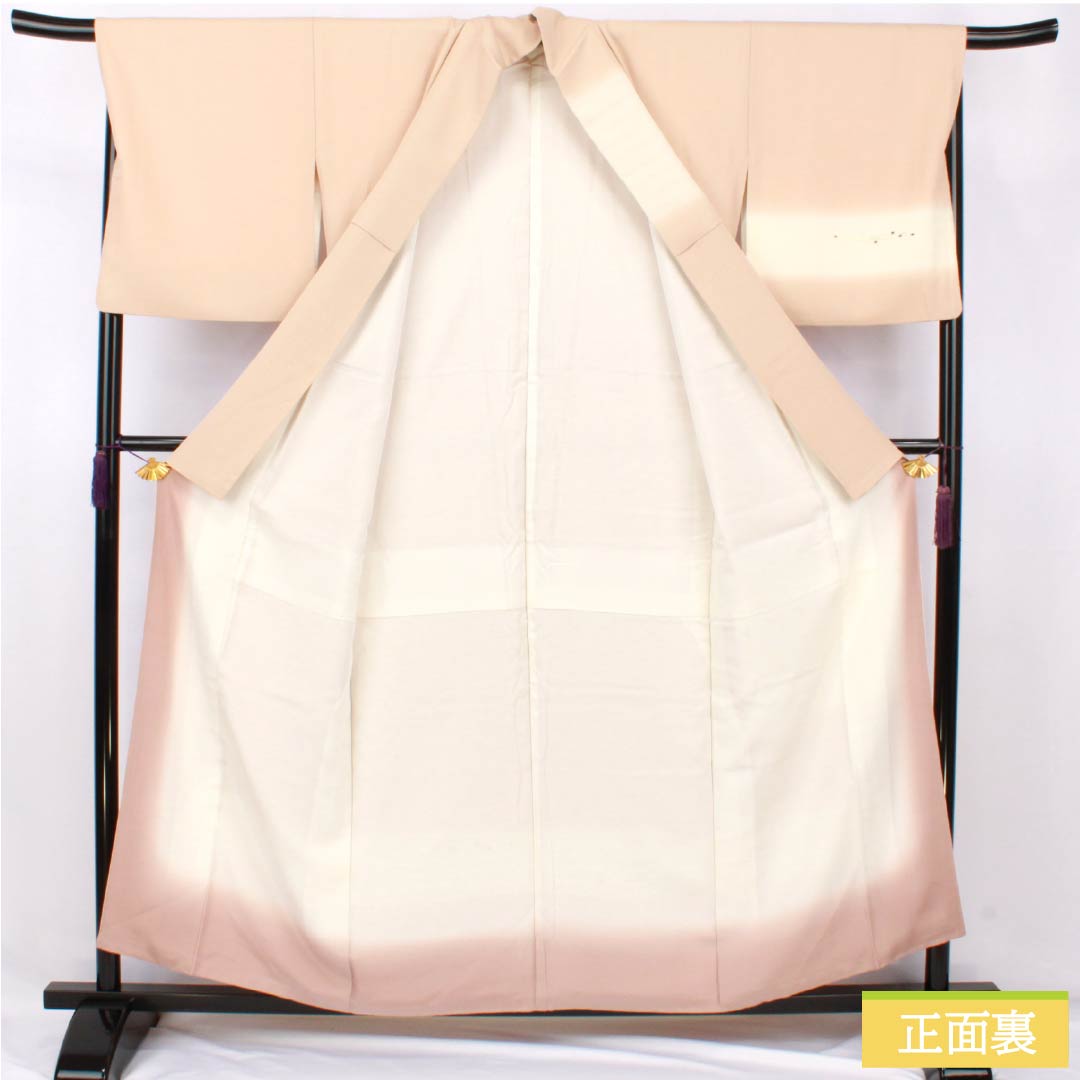 訪問着 正絹 Sランク 袷 身丈157cm 裄丈68cm 薄肉色（うすにくいろ） ボカシ染 付下げ 抽象模様 はれやか加工 橙系 1112007192326