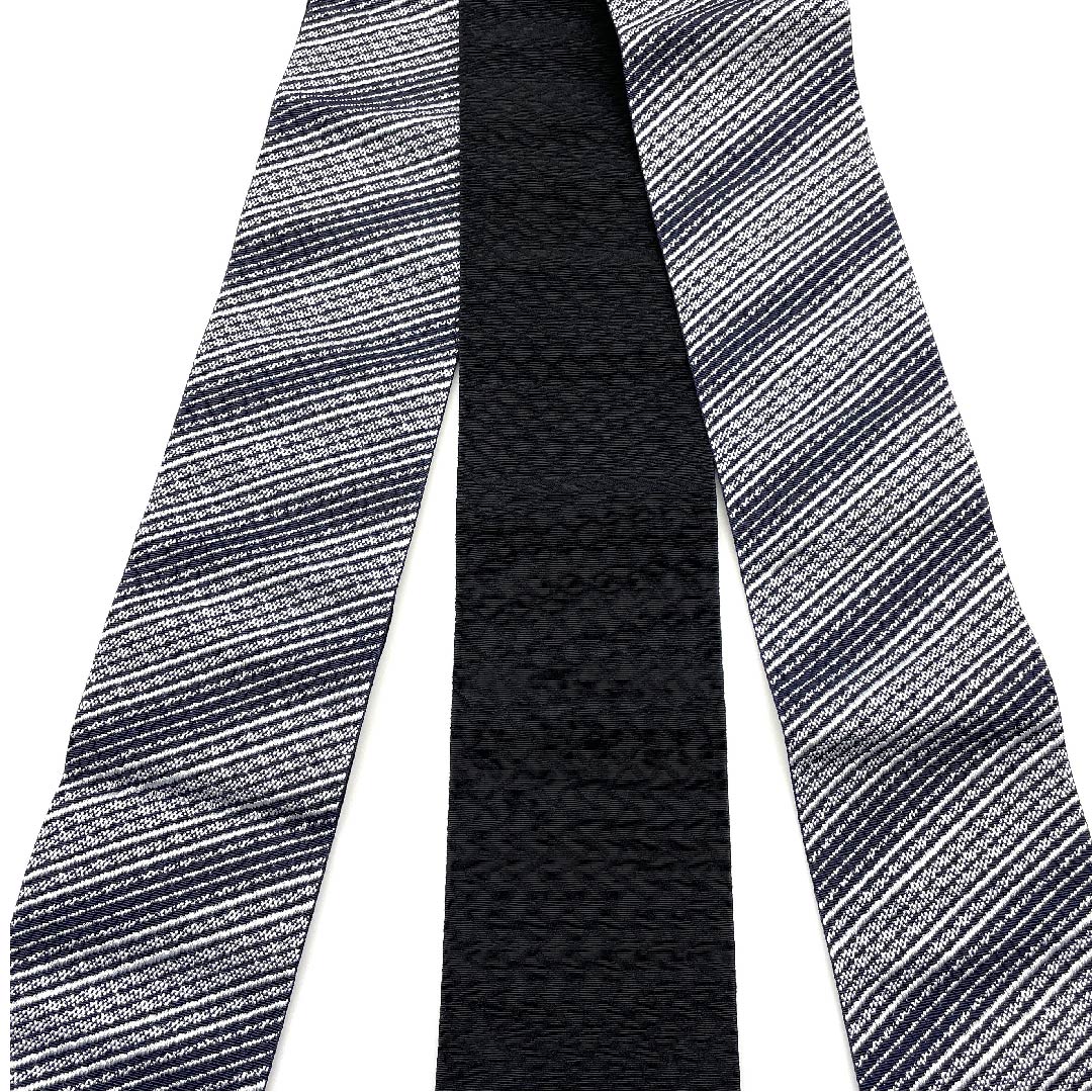 角帯 ポリエステル 濃紺色（のうこんいろ） 幾何学模様 未使用品 帯丈398cm 幅10cm NEWランク 紺系 1134000181918