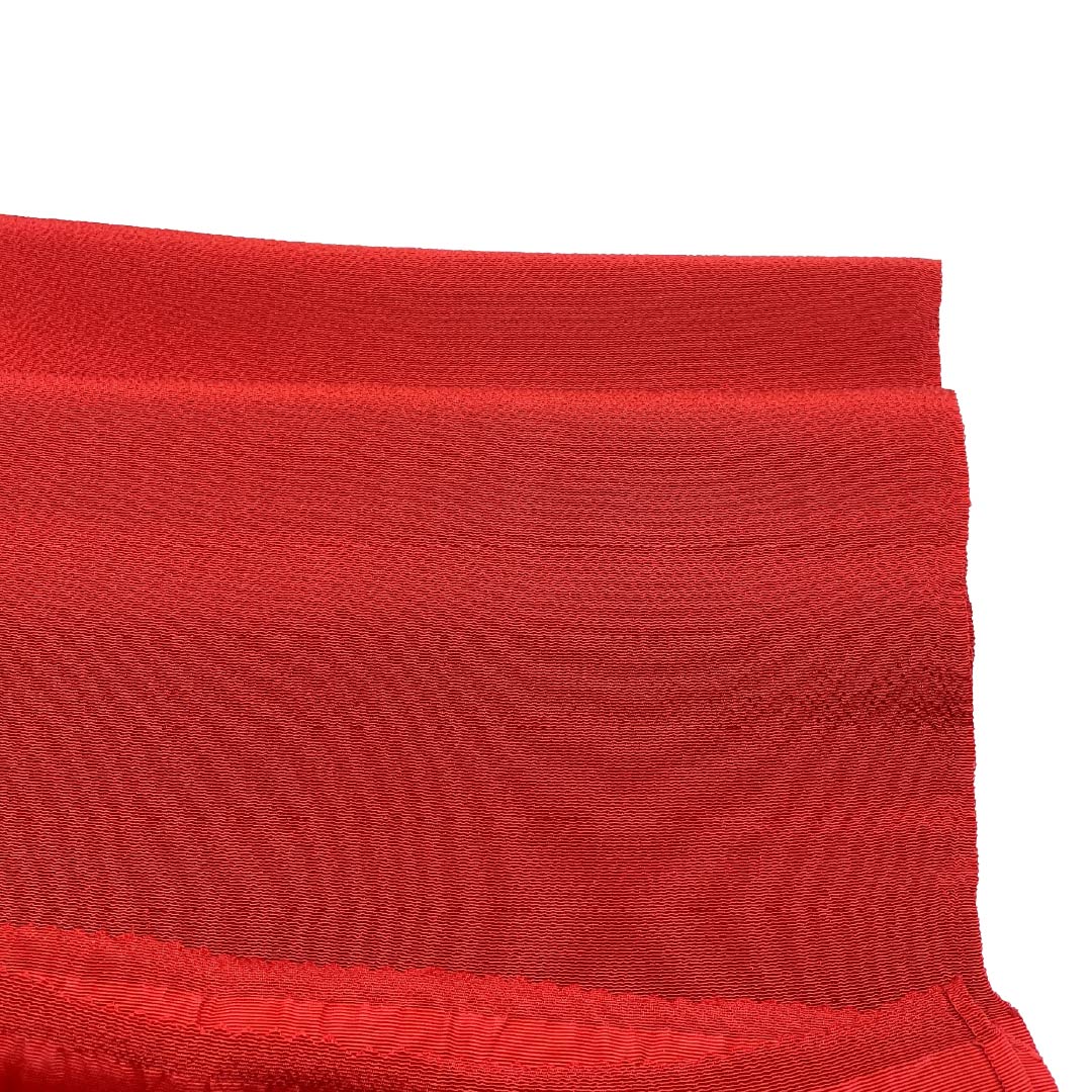 帯揚げ 正絹 Aランク カジュアル 紅赤色（べにあかいろ） ちりめん地 無地 長さ約172cm 幅約28.5cm 赤系 1136005043912