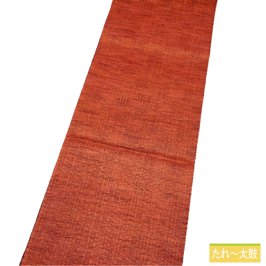 袋帯 正絹 Sランク 櫛織 西陣織 抽象模様   帯丈446cm ポイント柄 カジュアル 赤系 1123016812312