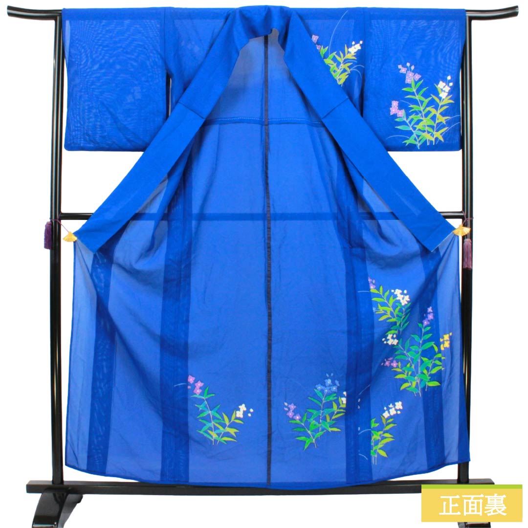 リサイクル着物】夏物 正絹 訪問着 Aランク 身丈157.5cm 裄丈64cm 瑠璃