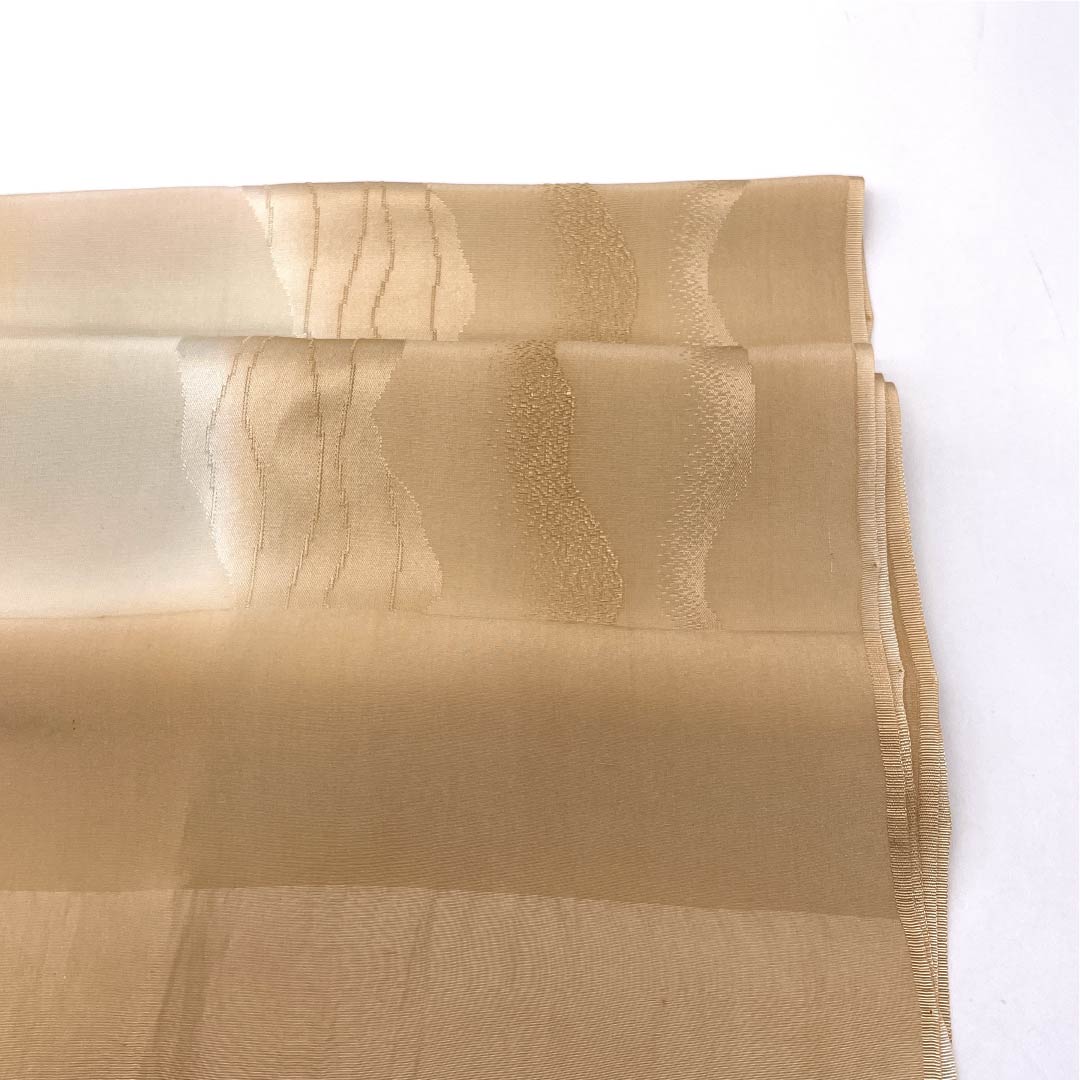 Obiage, pure silk, S rank, semi-formal, usugakiiro (pale persimmon color), blurred, vertical stripes, flowers, length approx. 179cm, width approx. 30cm, orange family, 1136004222926