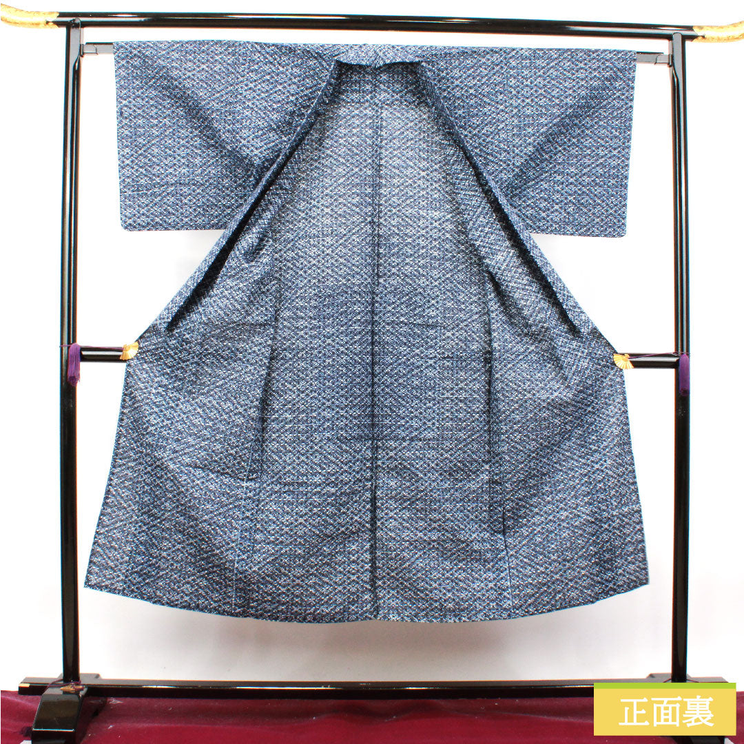 浴衣 木綿 身丈142.5cm 裄丈63cm Aランク 単衣 紺系 濃紺色（のうこんいろ） 男物 幾何学模様 1118004973418