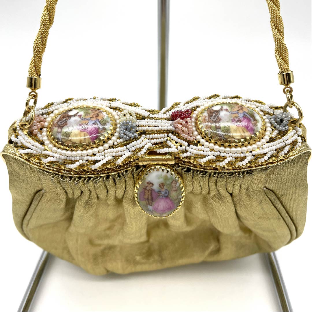 パーティバッグ セミフォーマル 金色（きんいろ） ブローチ ビーズ 金系 Sランク 113900003221