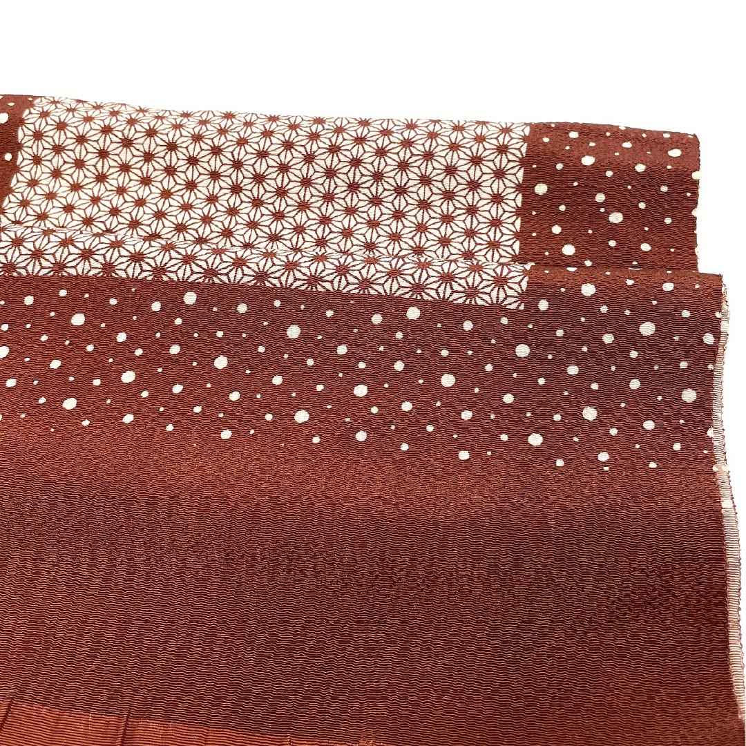 Obiage Silk S Rank Casual Dark Red Asanoha Arare Chirimen Length approx. 175cm Width approx. 30cm Brown-toned 1136004352914