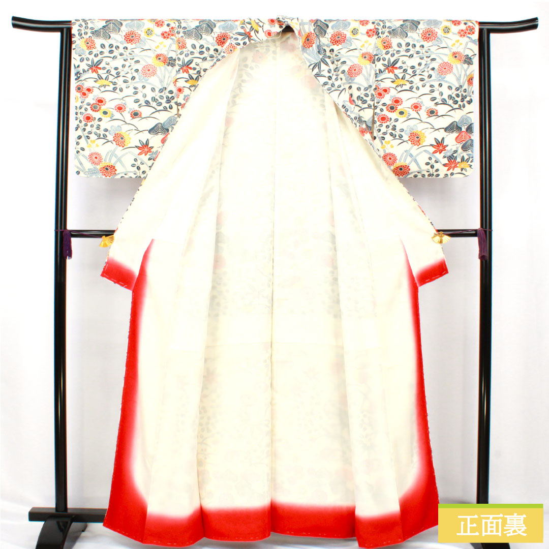 リサイクル着物】小紋 正絹 Sランク 身丈161cm 裄丈63cm 袷 京紅型 菊