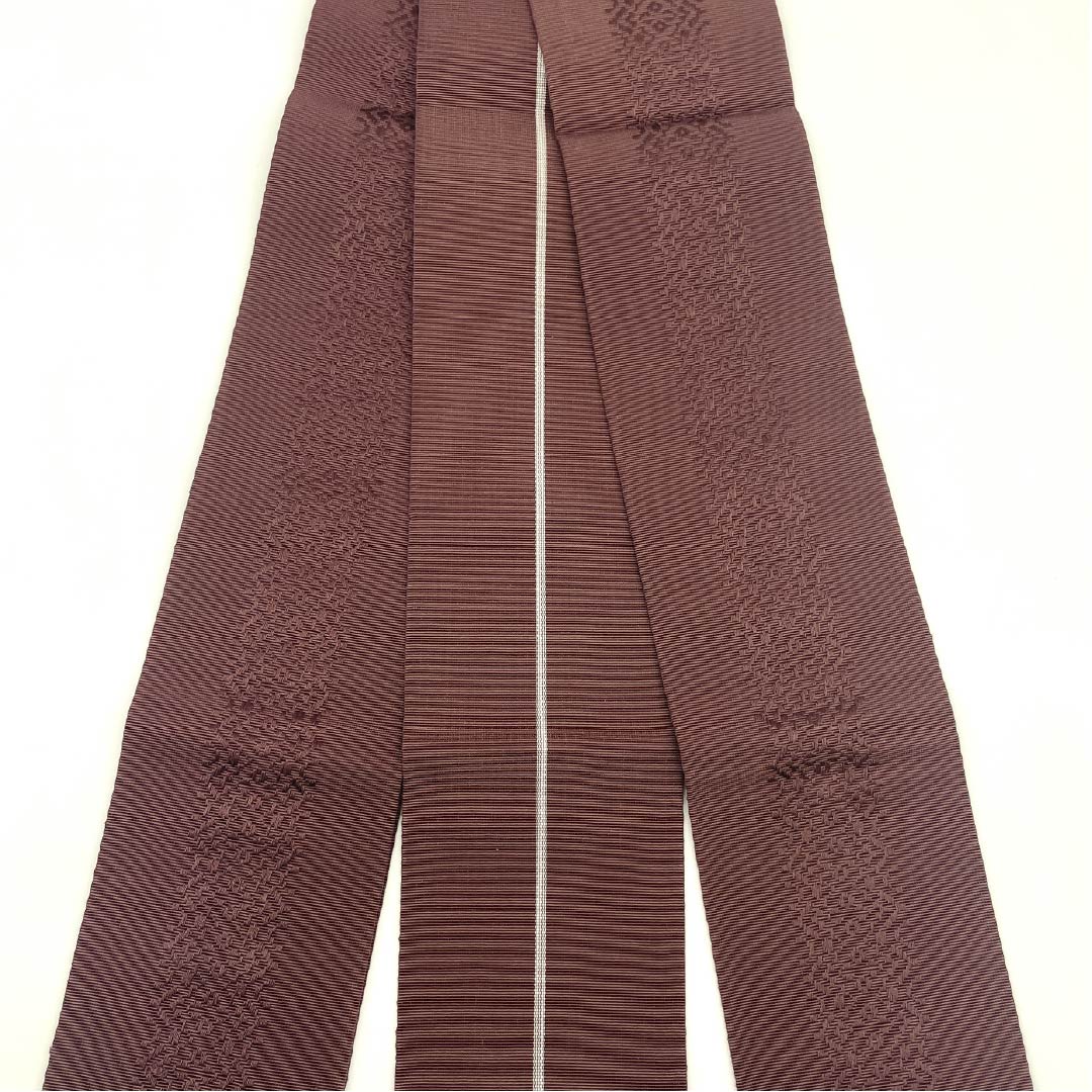 リサイクル着物】（未仕立）角帯 正絹 Sランク 紅檜皮色（べにひ