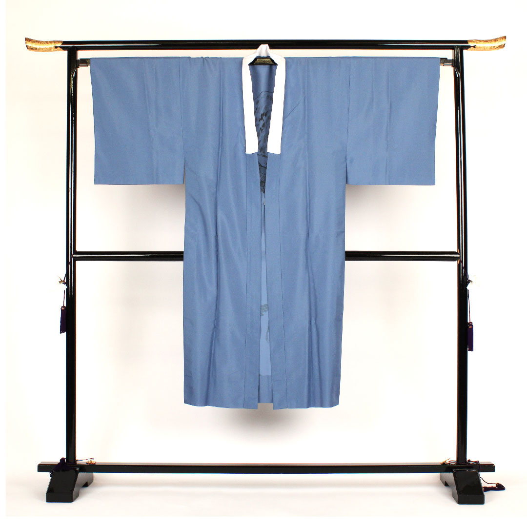 長襦袢 ポリエステル 身丈133cm 裄丈69cm 単衣 男物 富士山 Sランク 青系 1129000012117