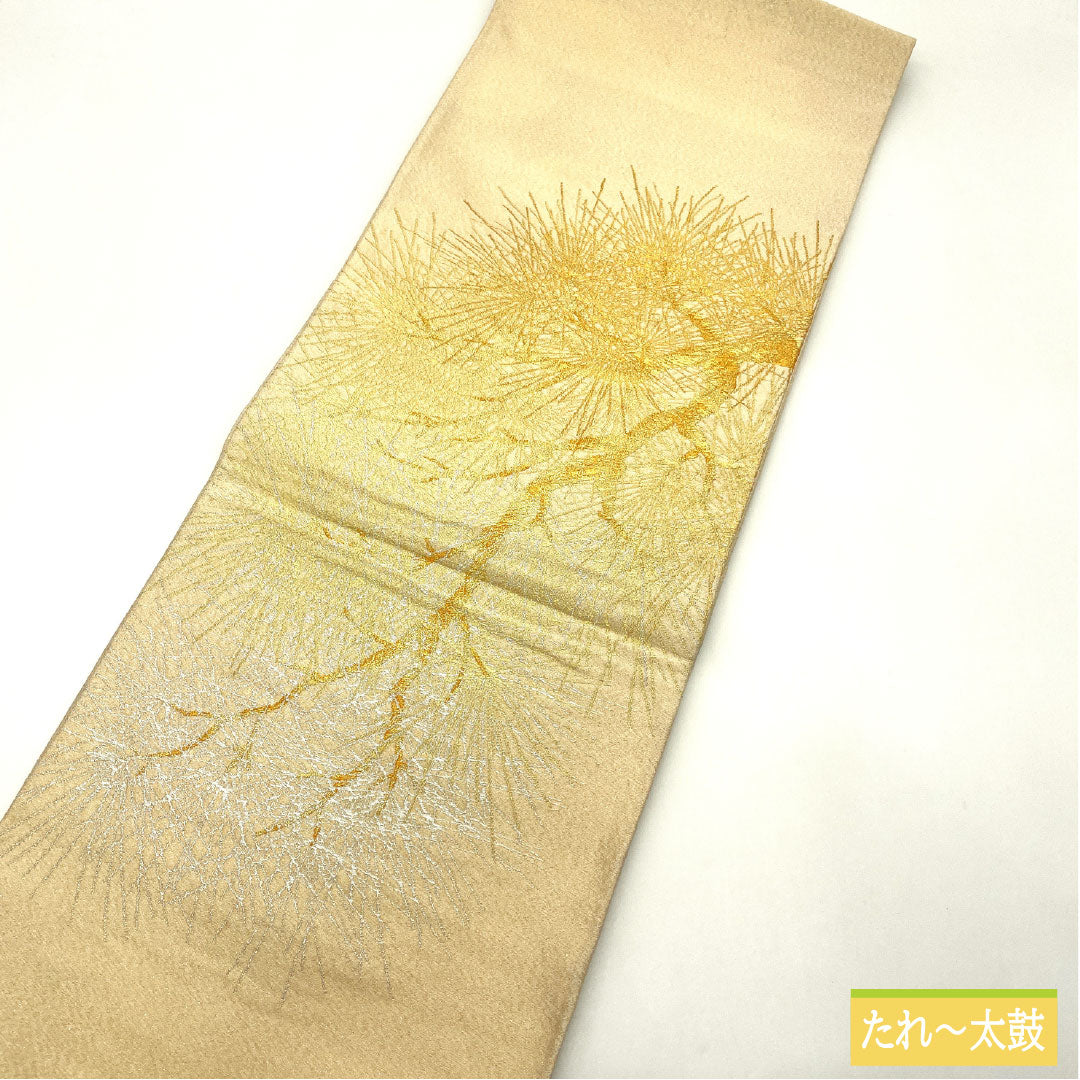 袋帯 正絹 Aランク 生成り色（きなりいろ） 西陣織 松 留袖用 帯丈430cm ポイント柄 フォーマル クリーム系 1123016573315