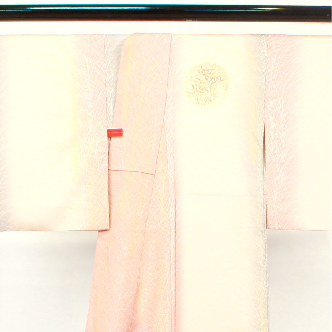 訪問着 袷 身丈157cm 裄丈62.5cm 汕頭刺繡 雪輪 草花模様 正絹 Aランク グラデ 1112002333399