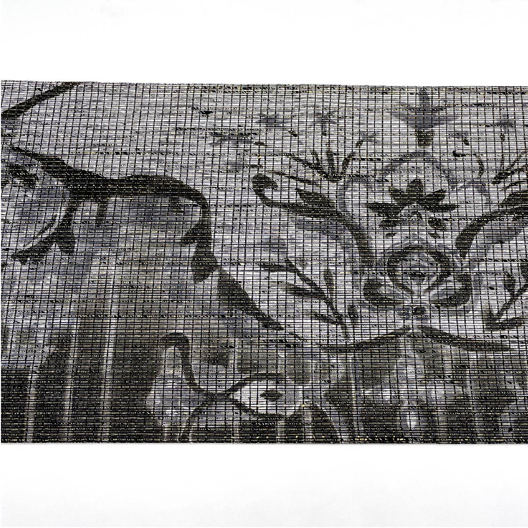 袋帯 モノトーン ペルシャ裂 都謹製 和紙 帯丈442cm 正絹 Sランク 六通 カジュアル グラデーション系 1123006812399