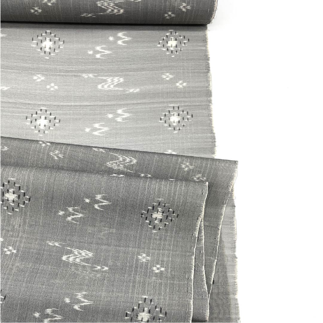 反物 紬 正絹 NEWランク 錫色（すずいろ） 琉球絣 紗 手織り グレー系 1130001251922