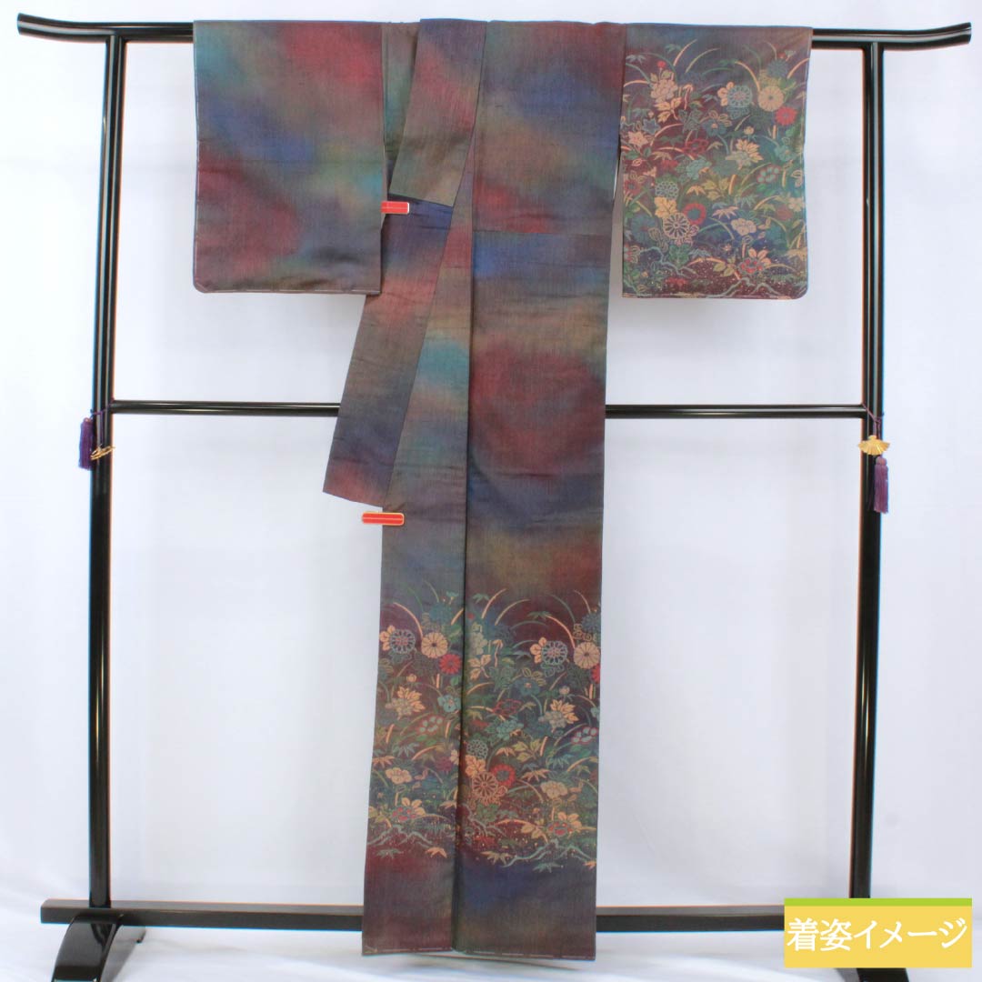 リサイクル着物】訪問着 正絹 Sランク 袷 身丈161cm 裄丈64cm 紬地