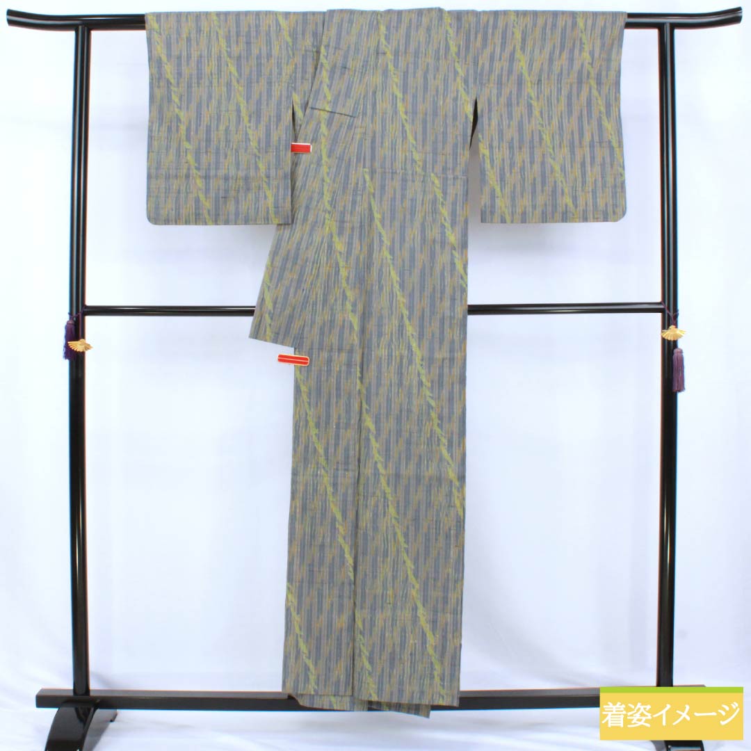 紬 正絹 Sランク 身丈155cm 裄丈65cm 竜巻絞り 居敷当付き 袷 グラデーション系 1116004912399