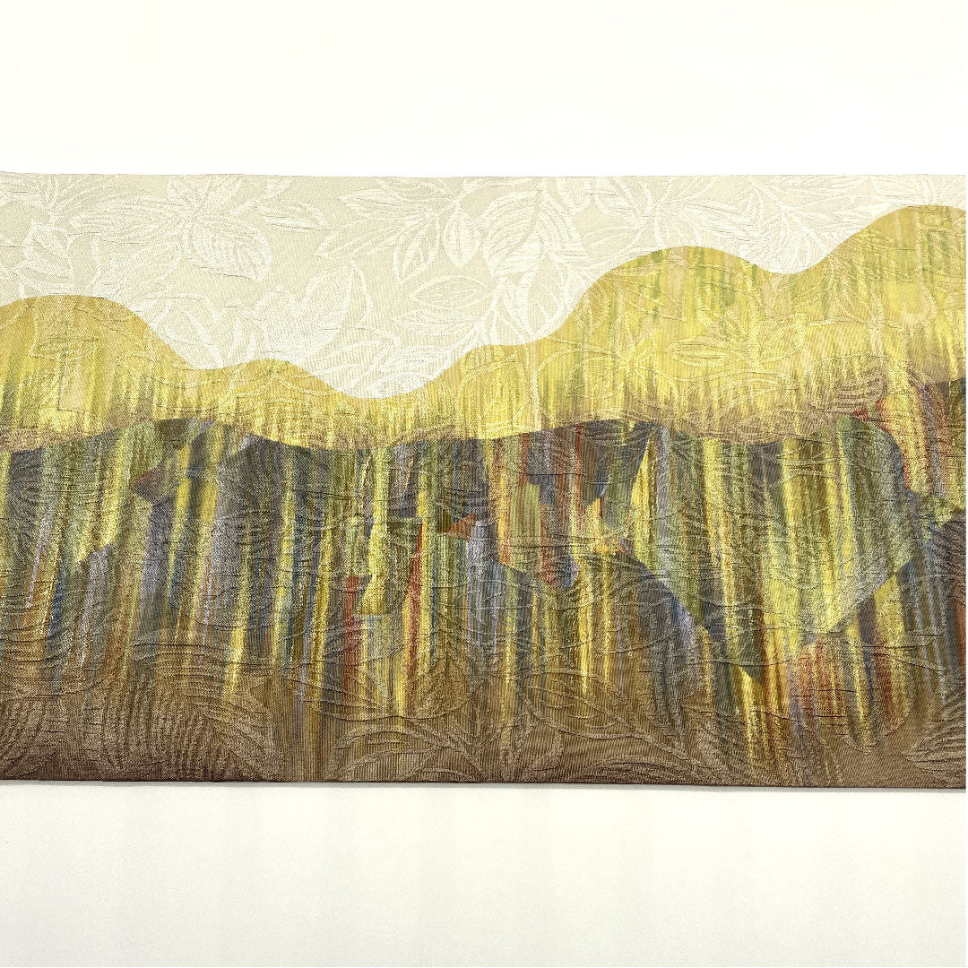 袋帯 染め帯 抽象模様 帯丈446cm 正絹 Aランク 全通 カジュアル 白系 1123005053311