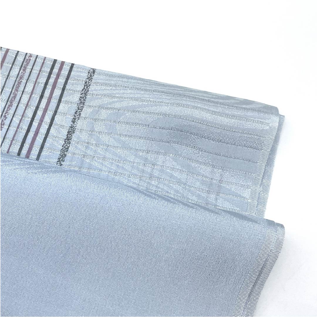 （新品）帯揚げ 正絹 セミフォーマル 蒼白色（そうはくしょく） 夏物 縞 長さ約170cm 幅約28cm NEWランク 水色系 1136000731924