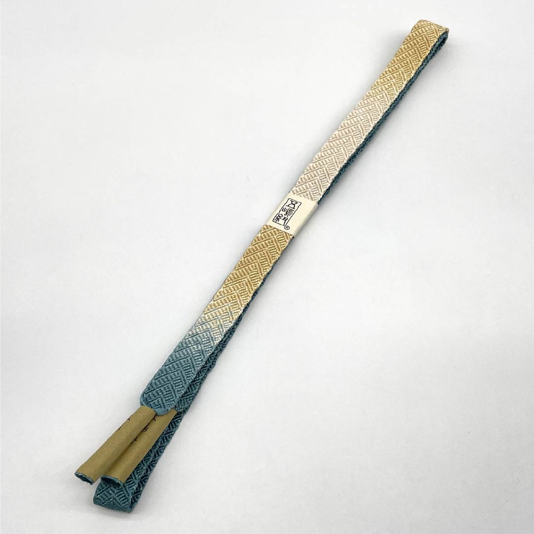 （新古品） 帯締め 正絹 NEWランク 五嶋紐 錆浅葱色（さびあさぎいろ） 手ぐみ 長さ約165cm 幅約2cm セミフォーマル 青系 1135004911317