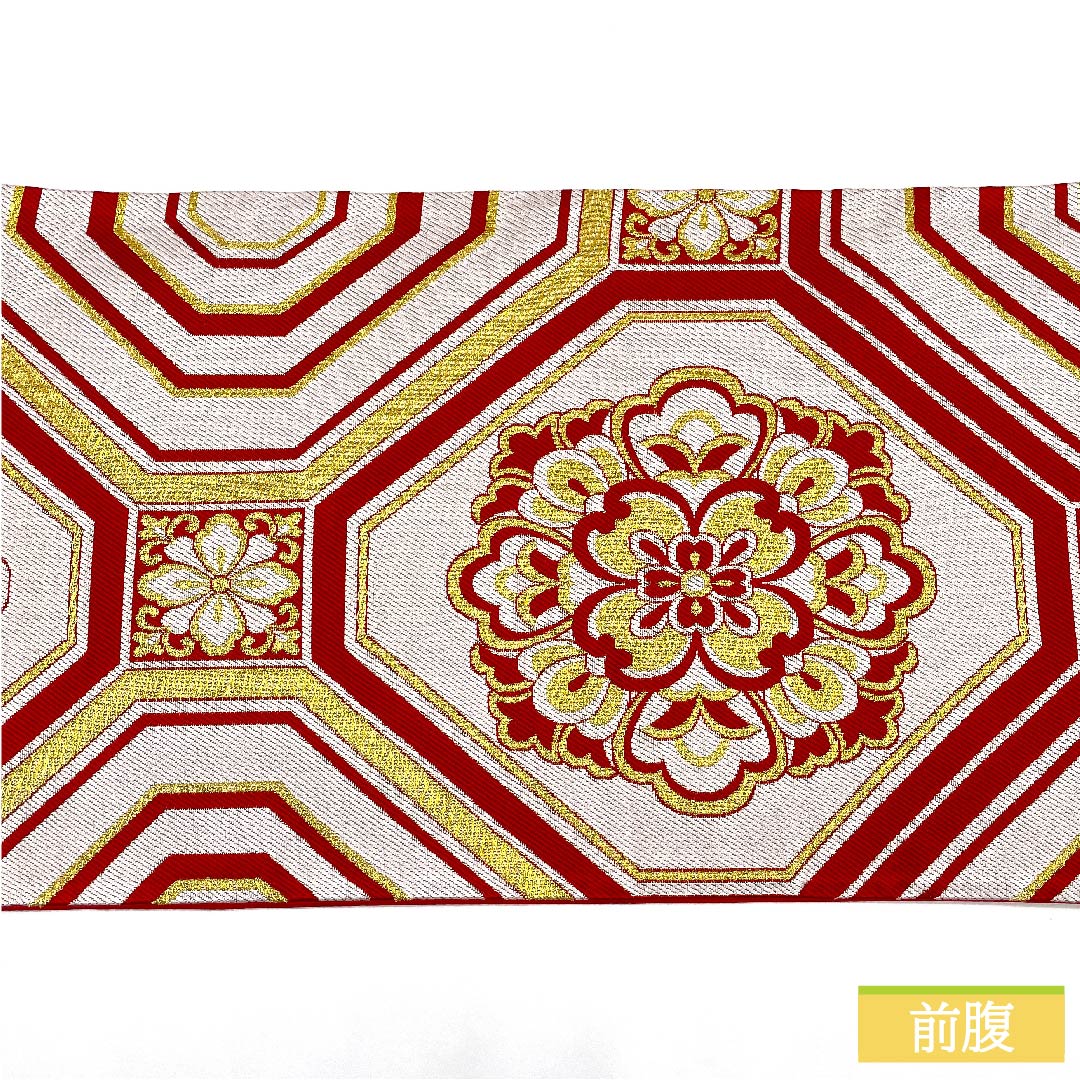 袋帯 正絹 白色（しろいろ） 亀甲 華文 帯丈436cm Sランク 六通 フォーマル 白系 1123011602311