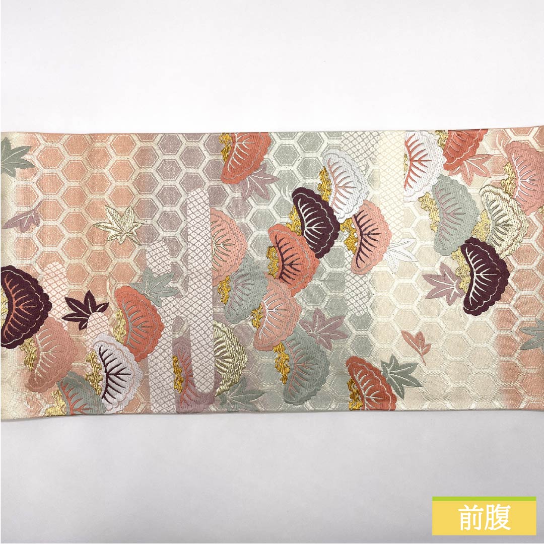 袋帯 正絹 留袖用 亀甲 松 紅葉 帯丈426cm Aランク 六通 フォーマル グラデーション系 1123014563399