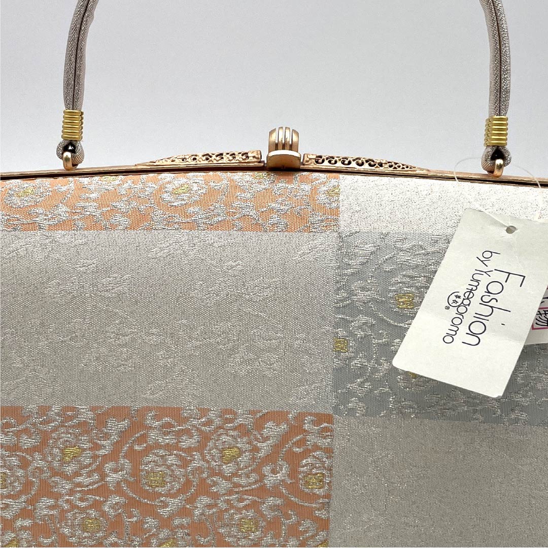 （新古品）草履バッグセット フォーマル Aランク 明綴れ 市松 唐花 Lサイズ 銀系 1133000383422