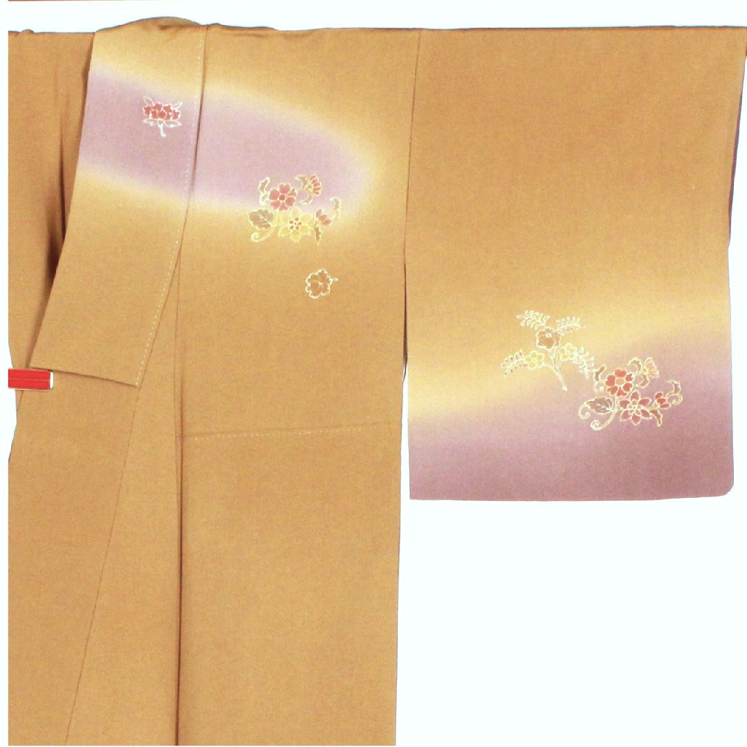 Homongi (formal kimono) Length 159cm Sleeve length 62cm Shantou embroidery Sagara embroidery Ochre Pure silk A rank Yellow 1112001463323