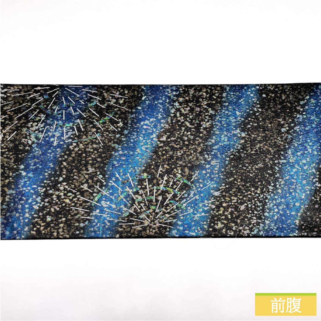 （未仕立）袋帯 正絹 黒色（くろいろ） 住宅街 花火 帯丈460cm Sランク ポイント柄 セミフォーマル 黒系 1123012202410