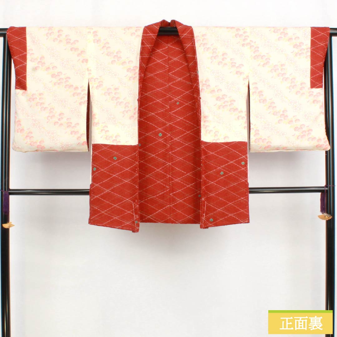 羽織 正絹 Sランク 身丈81.5cm 裄丈67cm 猩々茶色（しょうじょうちゃいろ） 絞り水玉 しつけ糸付き 袷 朱系 1117001442916