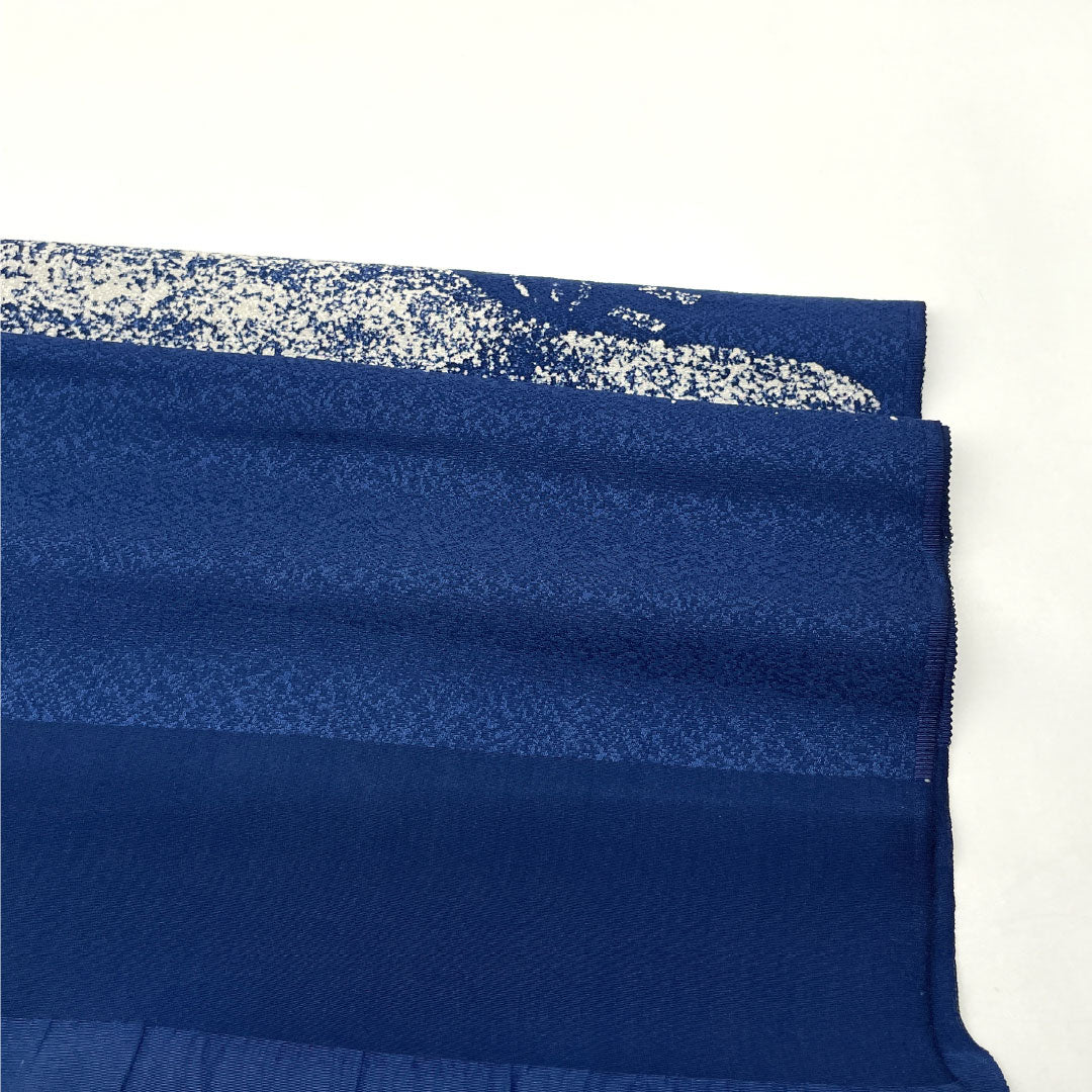 帯揚げ 正絹 Sランク カジュアル 紺藍色（こんあいいろ） 青漆色（せいしついろ） 幾何学模様  長さ約176cm 幅約29.5cm 青系 1136001772917