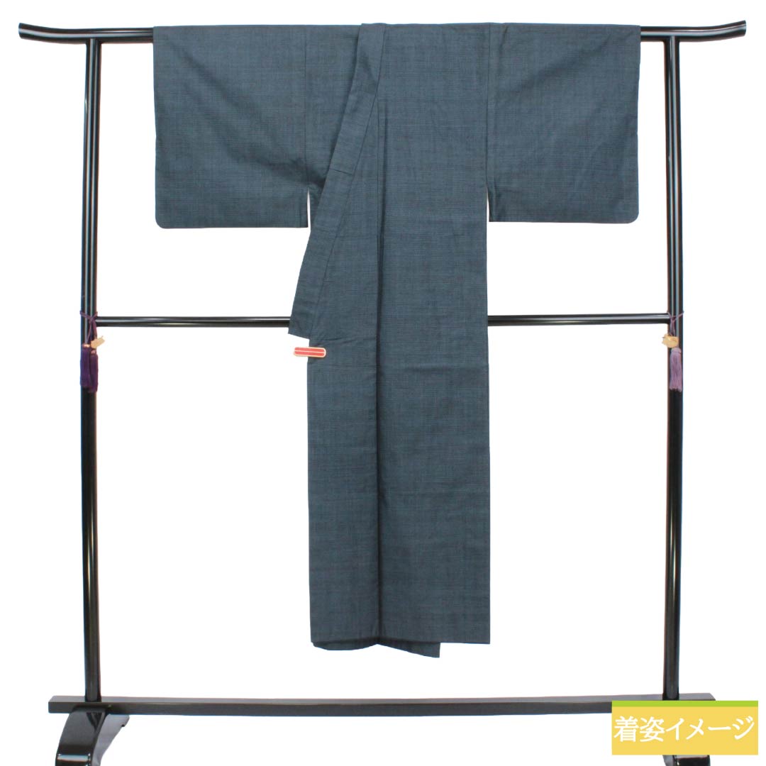 男物 正絹 Sランク 身丈139cm 裄丈66.5cm  大島紬 100亀甲 袷 紺系 1119002162318
