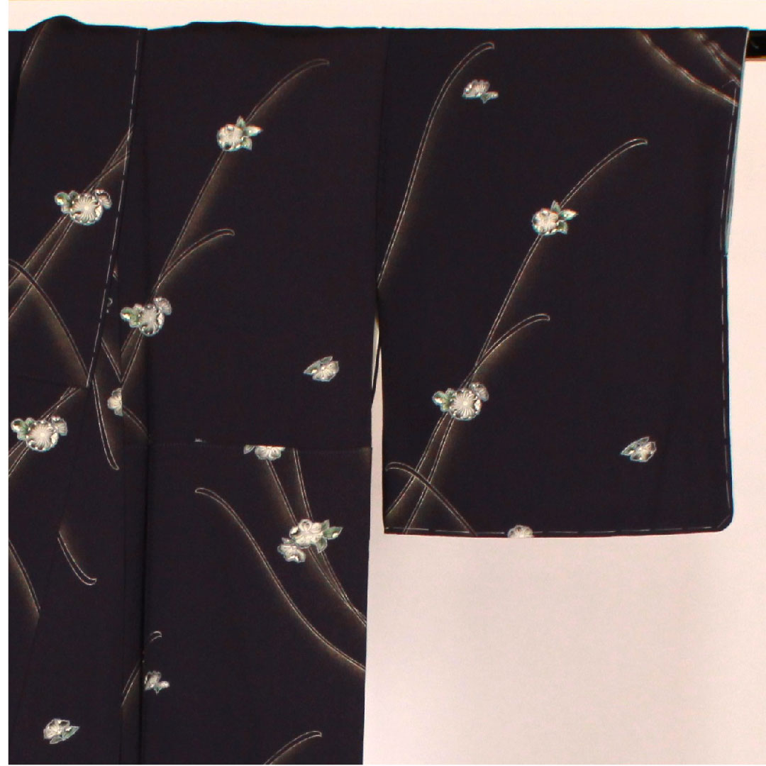 Komon, Length 164.5cm, Sleeve length 66cm, Lined, Flower pattern, Pure silk, S rank, Purple, 1115001162320