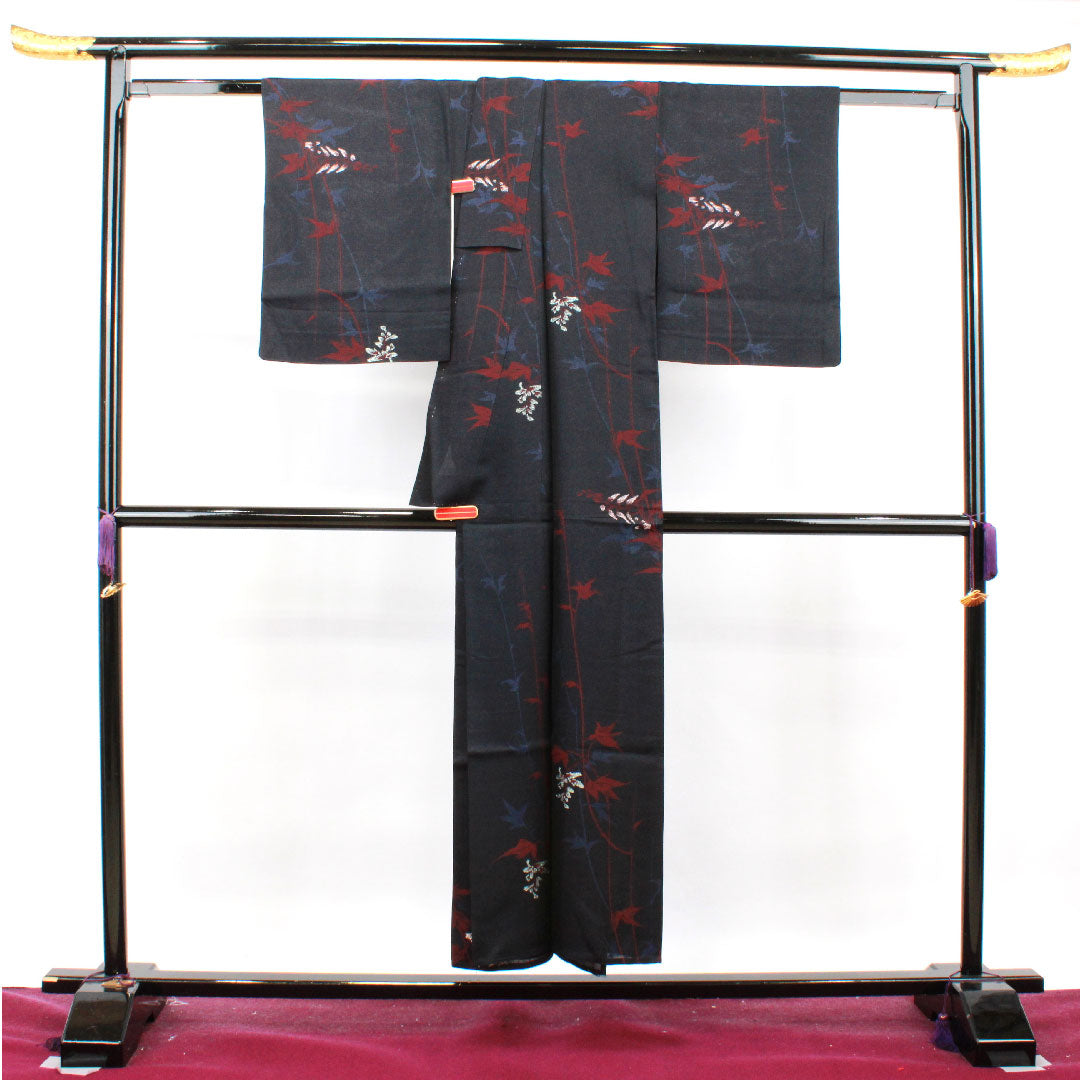 Summer pure silk komon length 149.5cm sleeve length 61cm abstract pattern gauze rank S black 1132001222110