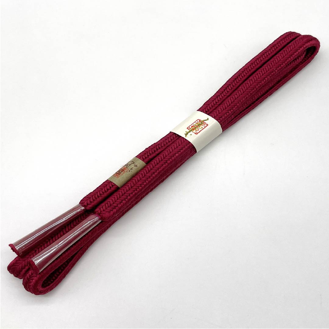 (New old stock) Obijime (belt sash) made of pure silk, red hibiscus color, crown set, new old stock, length approx. 160cm, width approx. 1cm, semi-formal, new rank, pink, 1135003551313