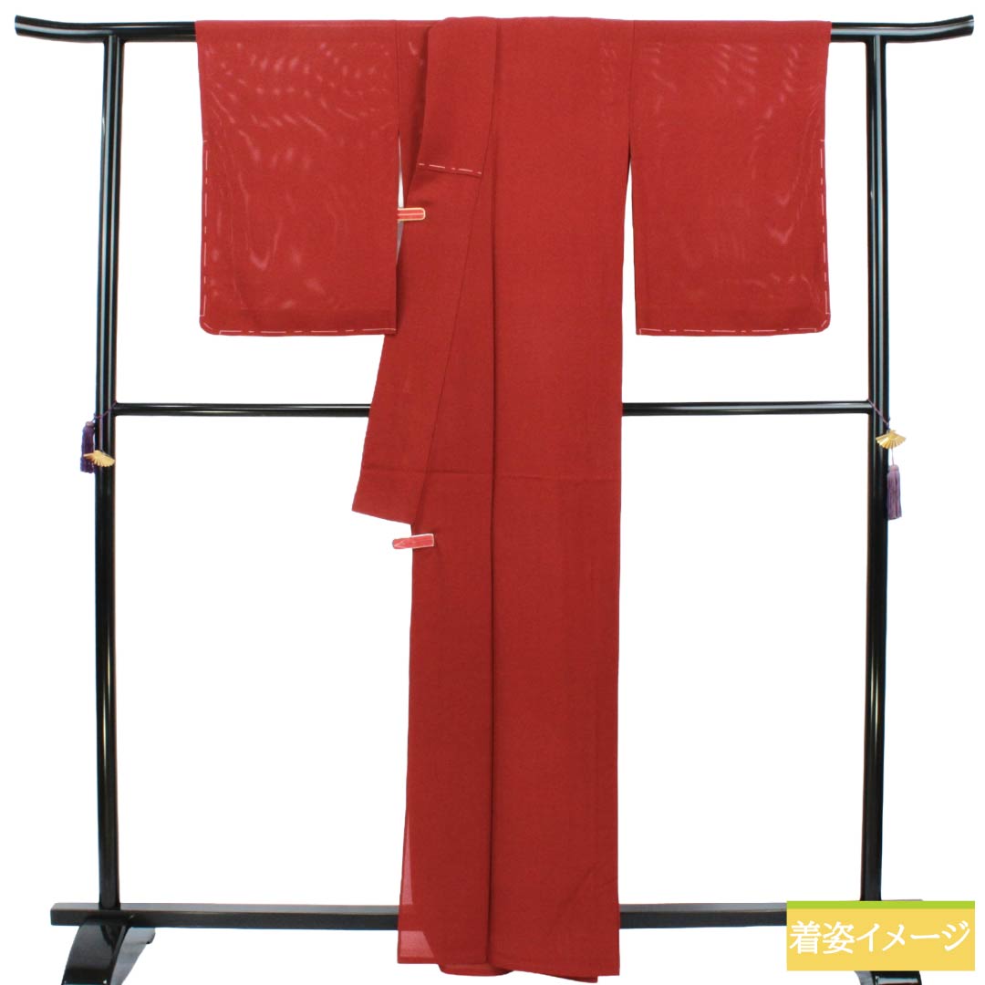 Summer Kimono, Pure Silk Iromuji, S-Rank, Length 163cm, Sleeve-to-sleeve 66.5cm, Shoenji-iro, Gosan-giri Family Crest (one crest), Ro (Gauze Weave), Red family, 1132003842414