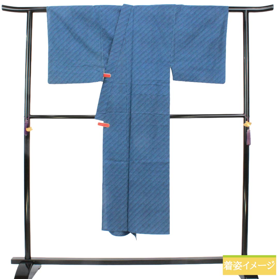 メンズ浴衣 木綿 Sランク 身丈138.5cm 裄丈66.5cm 勿忘草色（わすれなぐさいろ） 幾何学模様 単衣 青系 1138001172317