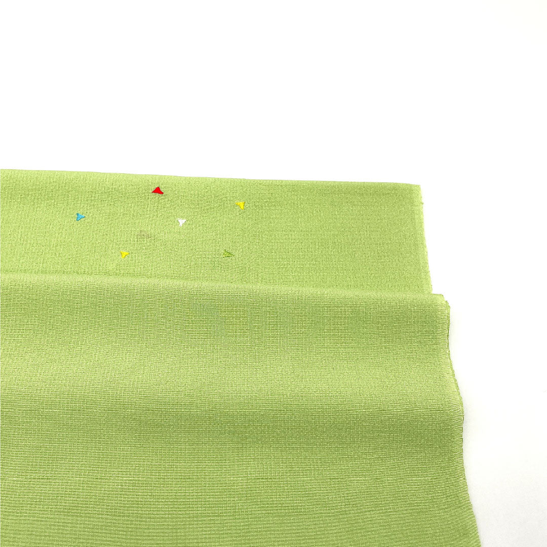 (Like New) Silk Obiage (Sash) - New, Casual, Pale Light Green, with Triangle and Geometric Patterns, Pop Style, Approximately 176cm Long, 28cm Wide, Green, Product Number: 1136001501919