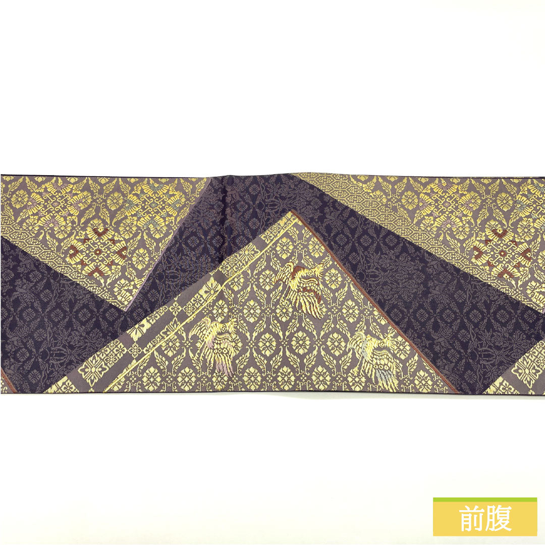 袋帯 正絹 Sランク 陰山織物 西陣織 箔屋清兵衛 彩り天目 霜鳥忍の世界 帯丈442cm 六通 フォーマル 紫系 1123016662320