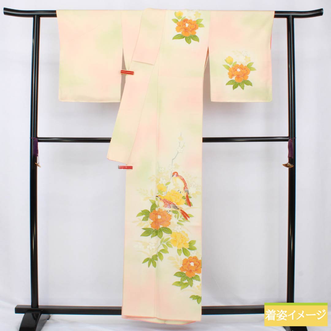 Visiting Kimono, Pure Silk, Rank B, Lined, Length 156.5cm, Sleeve Length 64cm, Kyoto Yuzen, Auspicious Pattern, Gradient, Product Number 1112006544399