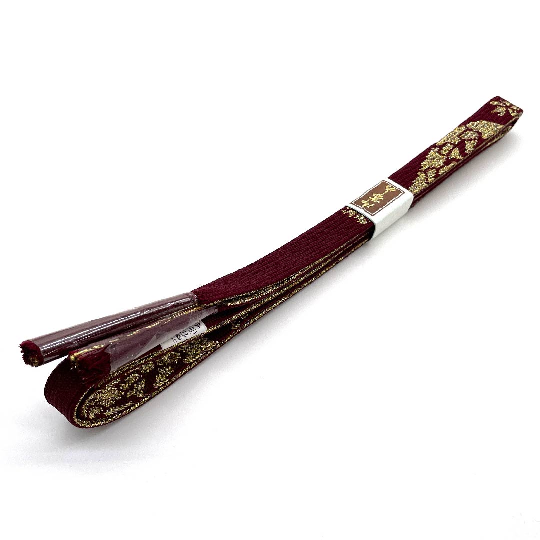 （新古品） 帯締め 正絹 四分紐 臙脂色（えんじいろ） 金属糸使用 新古品 長さ約159cm 幅約1.5cm セミフォーマル Sランク 紫系 1135002152320
