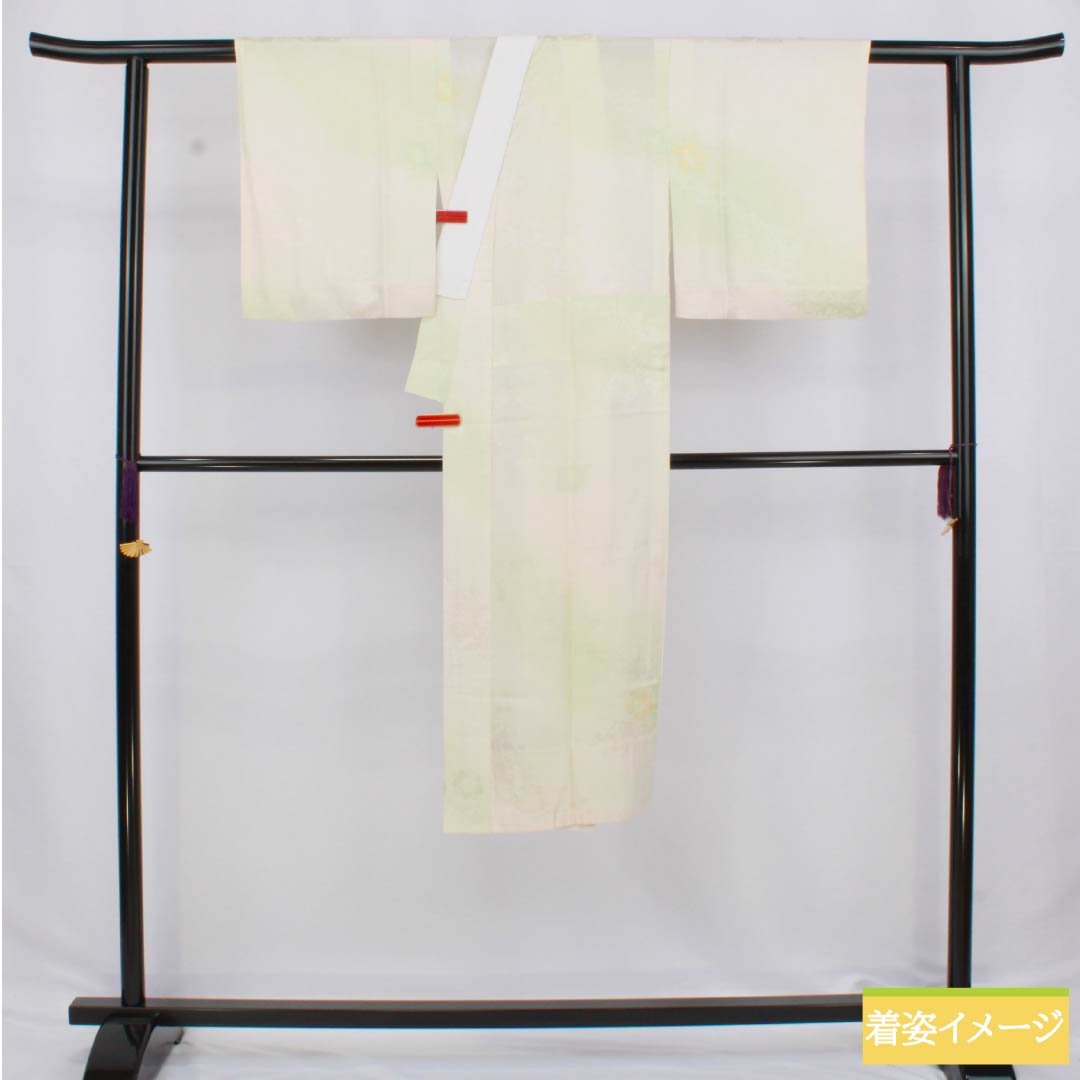 長襦袢 正絹 Sランク 身丈120cm 裄丈60.5cm 単衣 ボカシ染 吉祥文様 緑系 1129000752119