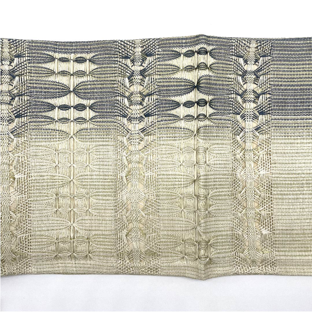 袋帯 乳白色色（にゅうはくしょくいろ） 幾何学模様 帯丈456cm 正絹 Sランク ポイント柄 セミフォーマル 白系 1123007212411