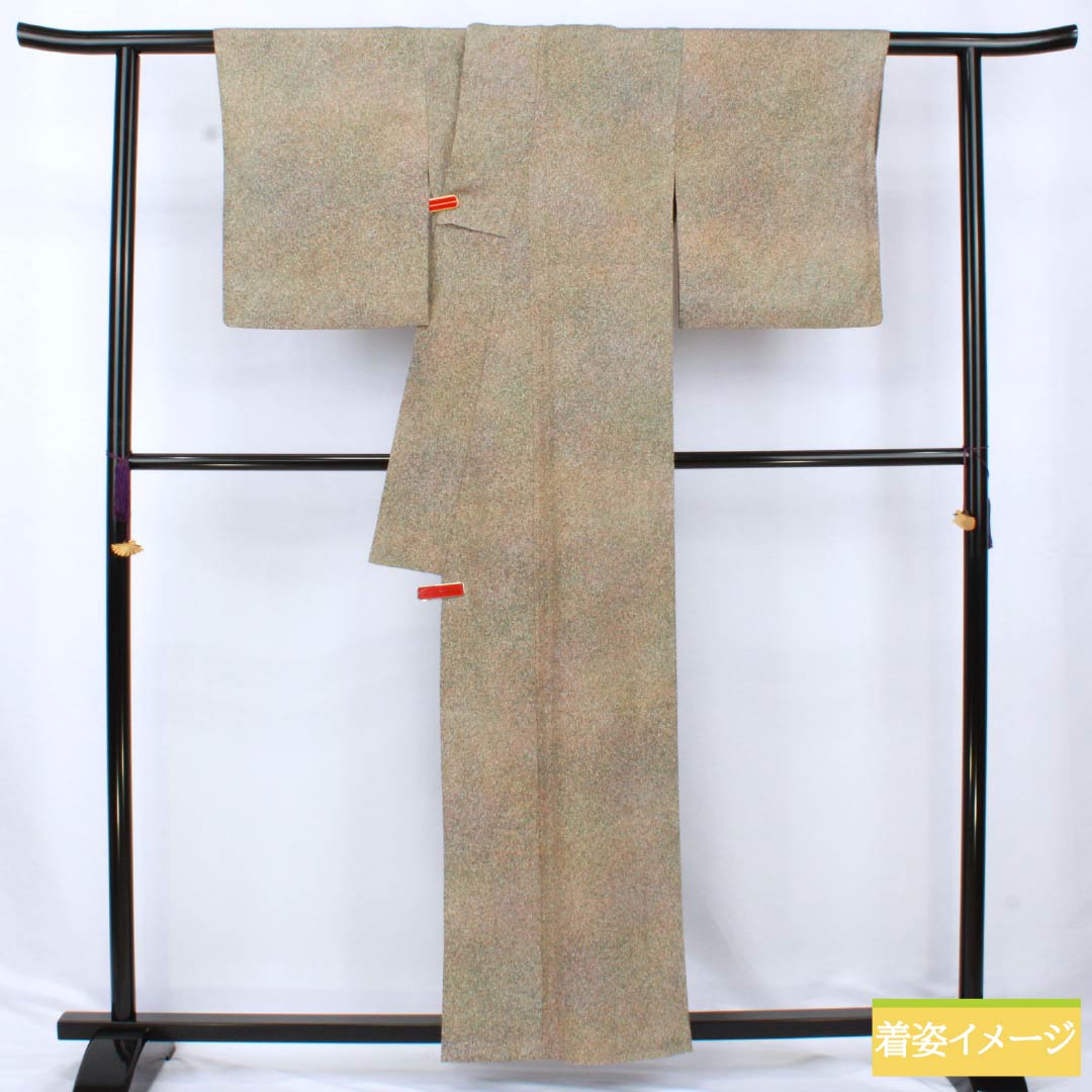 小紋 正絹 Aランク 身丈157.5cm 裄丈63cm 単衣 剣片喰 一つ紋 タタキ染 グラデーション系 1115006733399