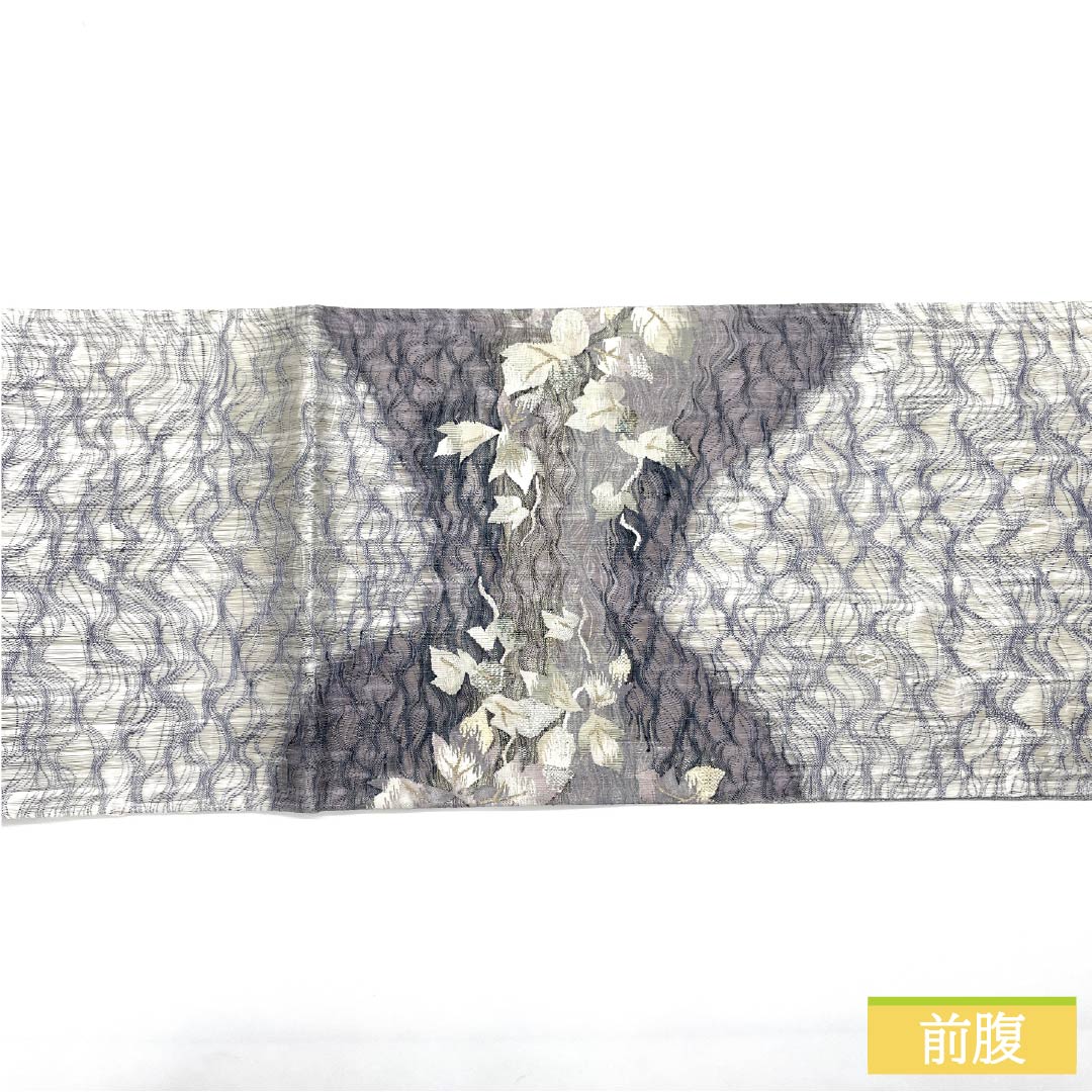 袋帯 正絹 櫛織 葉模様 帯丈442cm Sランク ポイント柄 カジュアル グラデーション系 1123013822399