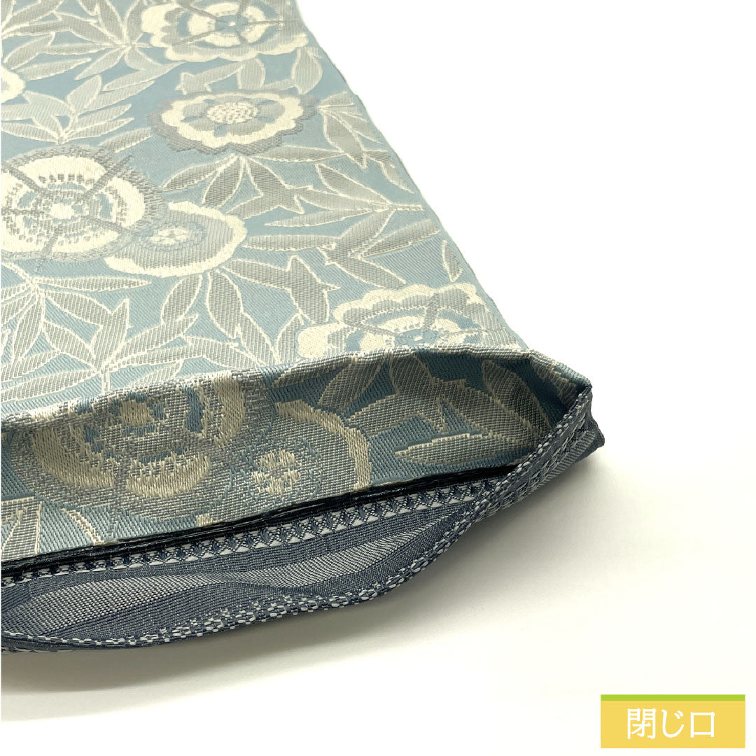 (New) Han-haba obi, polyester, New rank, aoni-biro (dark greenish-blue), floral, horizontal stripes, reversible, obi length 400cm, blue tones, 1125002521417